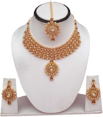 3SIX5 Alloy Gold-plated Beige Jewellery Set(Pack of 1)