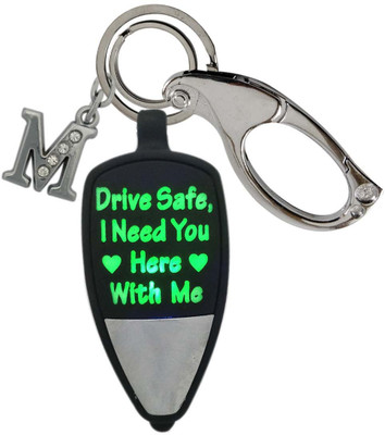 SHOKY LOOKS Multicolor DRIVE SAFE I NEED YOU HERE WITH ME with M Latter Design and High Quality Locking Lock Key Chain