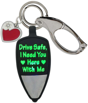 SHOKY LOOKS Multicolor DRIVE SAFE I NEED YOU HERE WITH ME with Red and white Heart Design and High Quality Locking Lock Key Chain