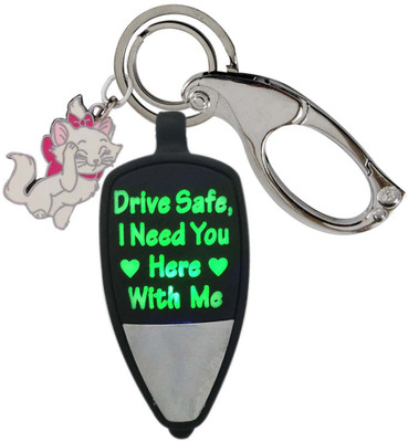 SHOKY LOOKS Multicolor DRIVE SAFE I NEED YOU HERE WITH ME with Cute white Cat Design and High Quality Locking Lock Key Chain