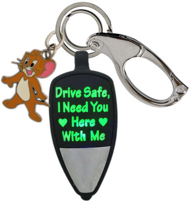 SHOKY LOOKS Multicolor DRIVE SAFE I NEED YOU HERE WITH ME with Jerry The Mouse Design and High Quality Locking Lock Key Chain