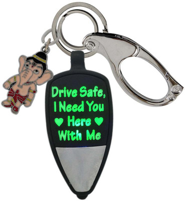 SHOKY LOOKS Multicolor DRIVE SAFE I NEED YOU HERE WITH ME with Cute Ganesh Deva Design and High Quality Locking Lock Key Chain
