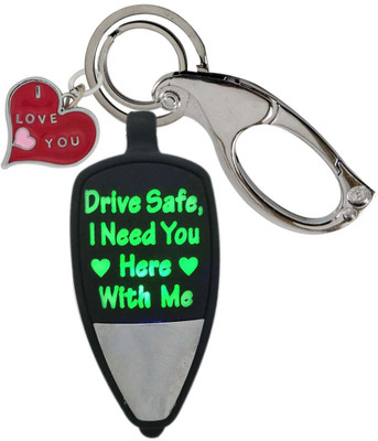 SHOKY LOOKS Multicolor DRIVE SAFE I NEED YOU HERE WITH ME with Red Love Heart I Love You Design and High Quality Locking Lock Key Chain