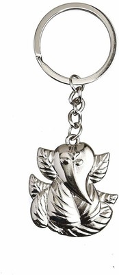 Deethyas Fashion Leaf Shape Ganesh Ganesha Ganpati Double Side Same View Hard Metal Key Chain