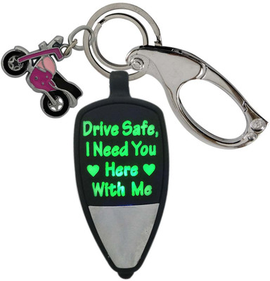 SHOKY LOOKS Multicolor DRIVE SAFE I NEED YOU HERE WITH ME with Bike Design and High Quality Locking Lock Key Chain