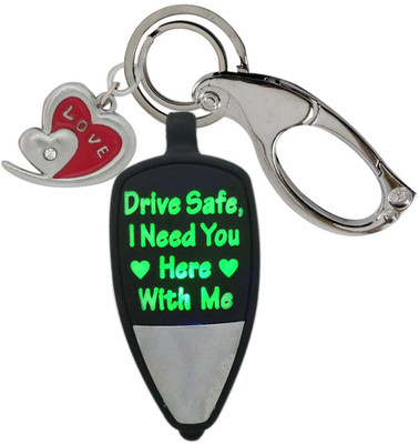 SHOKY LOOKS Multicolor DRIVE SAFE I NEED YOU HERE WITH ME with Half Heart Love Red Design and High Quality Locking Lock Key Chain