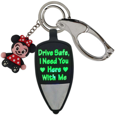 SHOKY LOOKS Multicolor DRIVE SAFE I NEED YOU HERE WITH ME with Rubber Mini Mouse Design and High Quality Locking Lock Key Chain