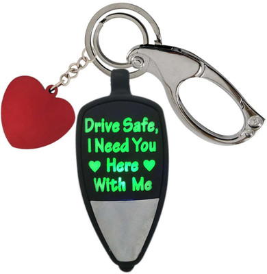 HANDSOME ISK Multicolor Light Drive safe I love Handsome Massage with Push Button with Big Red Love Heart along with High Quality Locking system Key Chain