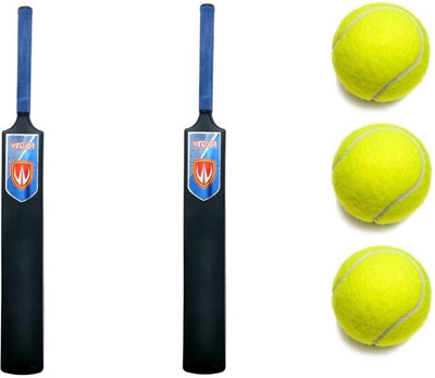 Windsor AB Plastic Bat Ball ,2 Plastic Bat Size 6 , Plastic Bat With 3 Yellow Tennis Ball Cricket Kit