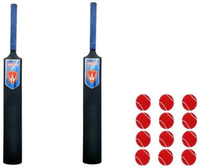 Windsor AB Plastic Bat Ball ,2 Plastic Bat Size 6 , Plastic Bat With 12 Red Tennis Ball Cricket Kit