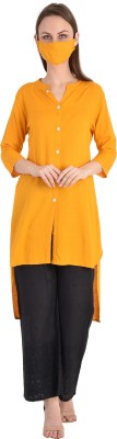 herbrand Women Solid A-line Kurta(Yellow)