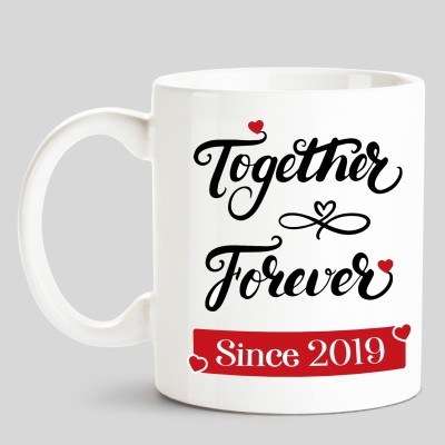 HUPPME Together Forever Since 2019 White Ceramic Coffee Mug(350 ml)