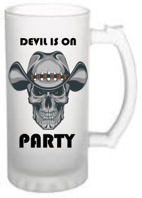 LEDZZ Devil Party Frost Sublimation Printed Beer Beer Glass Glass Beer Mug(475 ml)