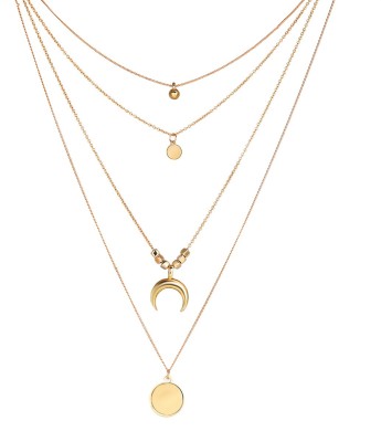 Scintillare by Sukkhi Gold Plated Delicate Moon Multi Layered Necklace for Women Gold-plated Plated Alloy Necklace