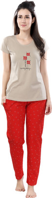DZZO Women Printed Multicolor Top & Pyjama Set