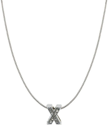 ZIVOM Letter Silver Cubic Zirconia Copper Pendant Set
