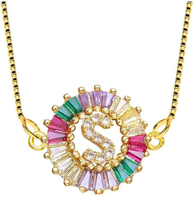 ZIVOM Letter Gold-plated Cubic Zirconia Copper Pendant Set