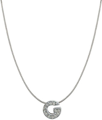 ZIVOM Letter Silver Cubic Zirconia Copper Pendant Set