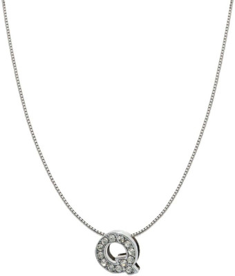 ZIVOM Letter Silver Cubic Zirconia Copper Pendant Set