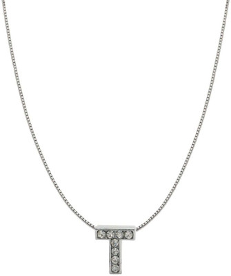 ZIVOM Letter Silver Cubic Zirconia Copper Pendant Set
