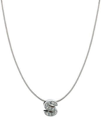 ZIVOM Letter Silver Cubic Zirconia Copper Pendant Set