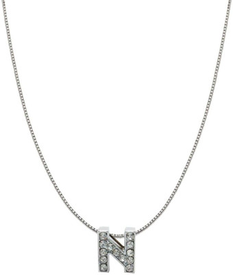ZIVOM Letter Silver Cubic Zirconia Copper Pendant Set