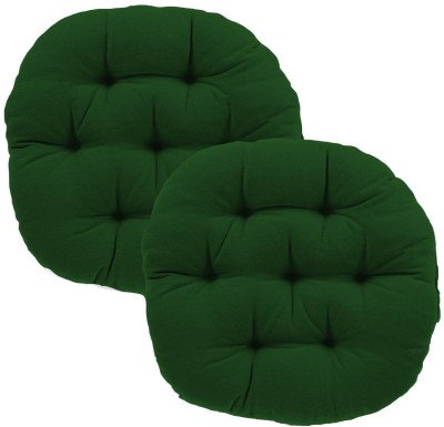 Daddy Cool Comfort Round Cotton Solid Chair Pad Pack of 2(Dark Green)