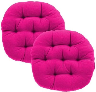 Daddy Cool Comfort Round Cotton Solid Chair Pad Pack of 2(Rani Pink)