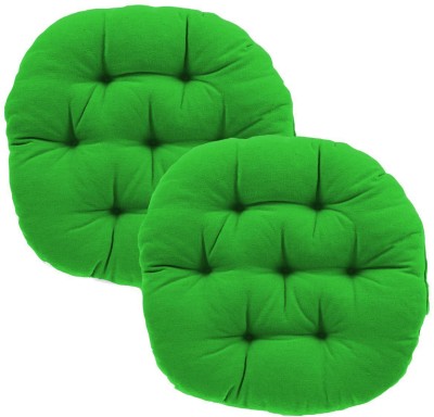 Daddy Cool Comfort Round Cotton Solid Chair Pad Pack of 2(Green)