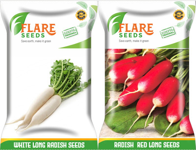 FLARE SEEDS RED RADISH AND WHITE RADISH LONG Seed(50 per packet)