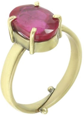 RSPSHAKTI Ruby Manik Wt 6.25 rti Dhatu Gold Coated Adjustable Ring Unisex Metal Ruby Gold Plated Ring