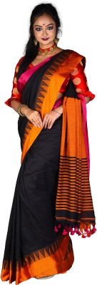 sourav biswas Temple Border, Solid/Plain Jamdani Pure Cotton Saree(Multicolor)