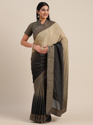 KULNAARI Embellished, Solid/Plain Bollywood Georgette Saree(Dark Green)