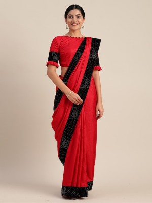 KULNAARI Embellished, Solid/Plain Bollywood Georgette Saree(Red)