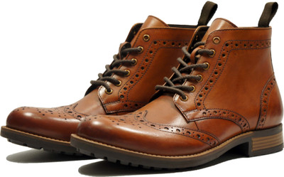 HX London brogue boots Boots For Men(Tan , 6)
