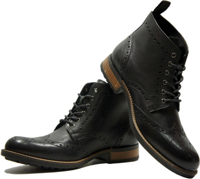HX London brogue boots Boots For Men(Black , 8)