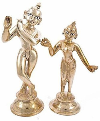 vrindavan shopi Brass Radha Krishna Statue for Pooja Gift Idol 1300gms Decorative Showpiece  -  17 cm(Brass, Gold)