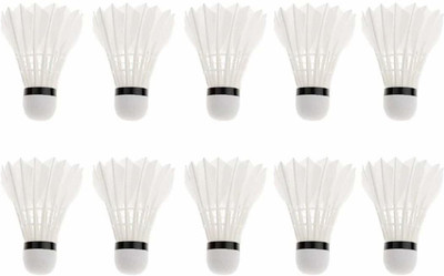 Spocco ®Shuttlecocks Badminton Birdies High-Performance Badminton Feather Shuttle  - White(Medium, 77, Pack of 10)