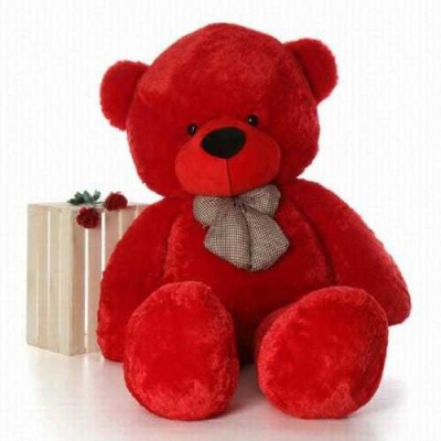 Kids wonders 5 FEET Teddy Bear / high Quality / Neck brow / Cute and Soft Teddy Bear (Red)  - 152.4 cm(Red)
