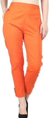 Emmy Word Regular Fit Women Orange Trousers
