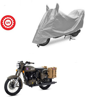 Atulit enterprises Two Wheeler Cover for Royal Enfield(Classic 500, Silver)