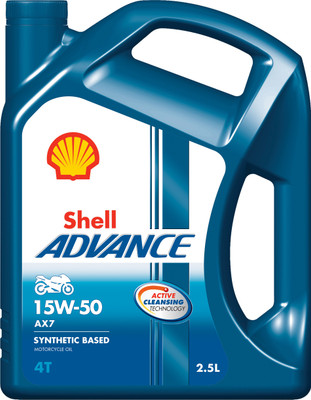 Shell Advance 4T AX7 15W-50 API SM Synthetic Blend Engine Oil(2.5 L, Pack of 1)