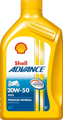 Shell Advance AX5 4T 20W-50 API SL Conventional Engine Oil(1 L, Pack of 1)