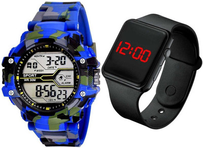 HUNTER HAWK Alarm/Day-Date Multi functional (Pack of 2) Digital Watch  - For Men