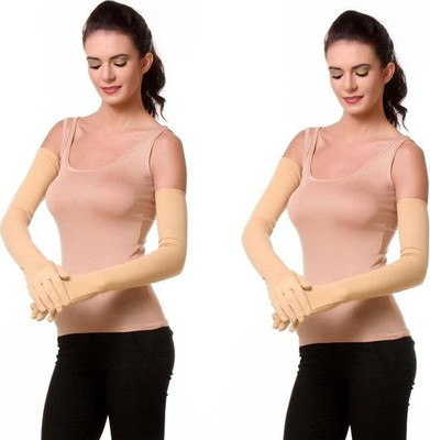 Desithat Polyester Arm Sleeve For Men & Women(Free, Beige)