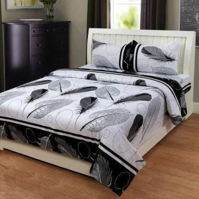 Kartikae collection 180 TC Cotton Double 3D Printed Flat Bedsheet(Pack of 1, White)