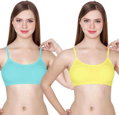 BRATON Women Bralette Non Padded Bra(Blue, Yellow)
