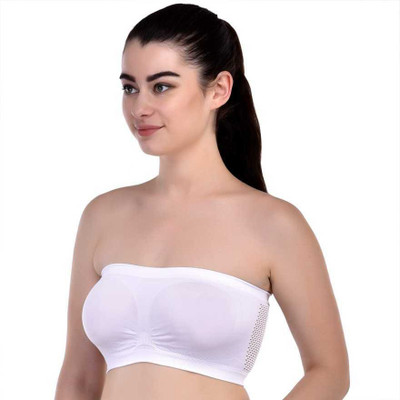 TARIDO FASHION Women Bandeau/Tube Non Padded Bra(White)