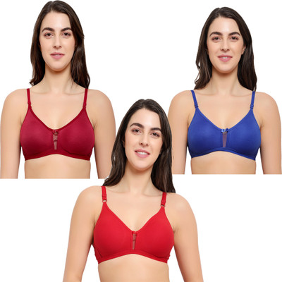 Chirography Women Full Coverage Non Padded Bra(Blue, Red, Maroon)