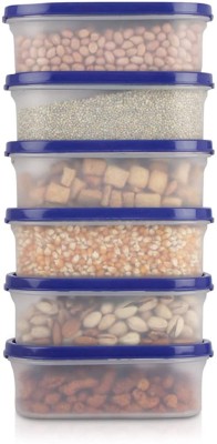 TUQQERWEREE Polypropylene Grocery Container  - 500 ml(Pack of 6, Blue, Clear)